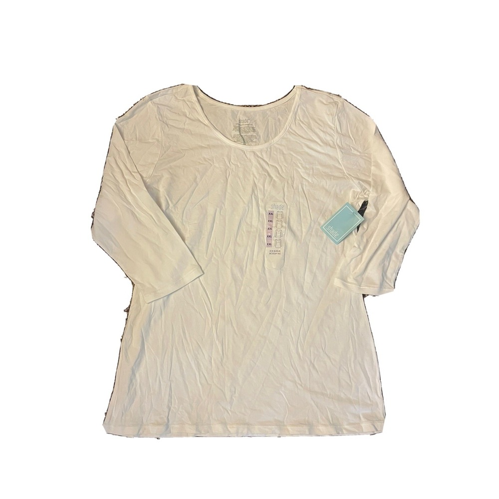 NWT Shade 3\4 Sleeve Scoop Tee Egret White Medium